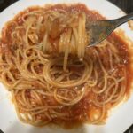 トマト缶でミートパスタ