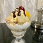 作ったチーズでティラミスとフルーツアイスパフェ